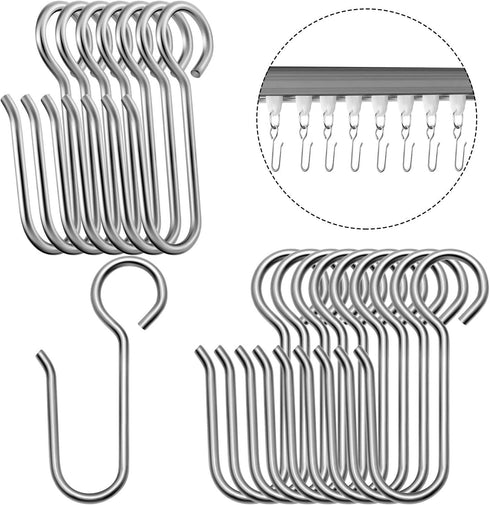 Jetec 60 Pcs Metal Curtain Track Hooks S Shaped Small Curtain Metal Drape Wire Hooks for Ceiling Drape Track (Silver)...