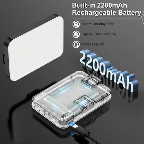LED Camera Light Video Lights Portable Photography Lighting 60 LED 2200mAh Rechargeable Selfie Light 7 Modes, 10-Level Brightness, Portable Clip o...