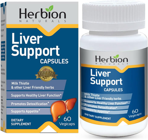 Herbion Naturals Liver Support Herbal Blend with Milk Thistle, Supports Healthy Liver Function and Appetite, Promotes Detoxification, 60 Vegicaps...