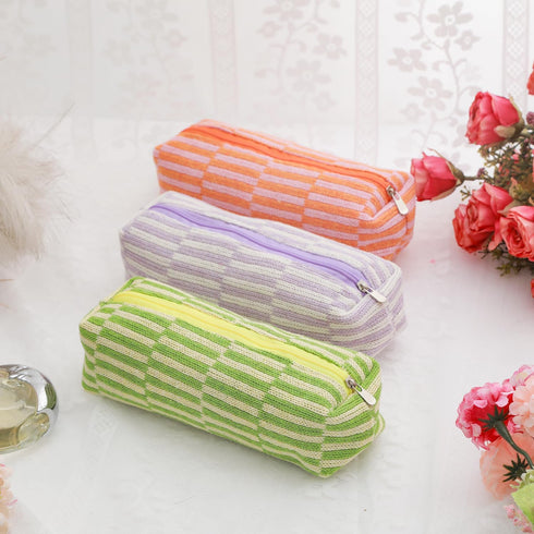 2 Pcs Cosmetic Bags Striped Makeup Bags Makeup Pouches Toiletry Bags Travel Organizers Makeup Travel Cases Beauty Organizers (Green Striped)...
