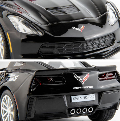 BDTCTK 1/36 Scale Corvette Police Car Model, Zinc Alloy Die-Cast Pull Back Vehicles Kid Toys for Boy Girl Gift (Corvette Police Car)...