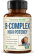 Vitamin B Complex with Vitamin B12, Niacin, Vitamin B2, Vitamin B6, Folic Acid 400mcg. B Complex Vitamins for Women & Men. Aids Mood, Energy, Nerv...