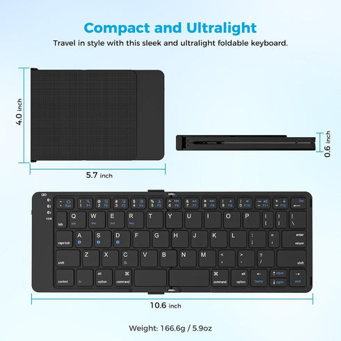 Foldable Bluetooth Folding Keyboard No-Gaps with Magnetic Lock, Whisper-Quiet Typing and Assisted Opening Hinge, Easy-Switch up to 3 Devices, KF65...