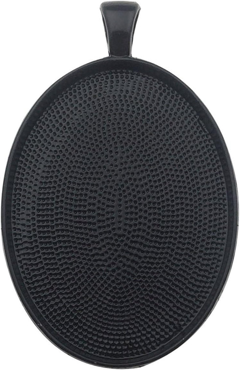 10pcs 30x40mm Black Oval Blank Bezel Pendant Trays Base Cabochon Settings Trays Pendant Blanks (M117)...
