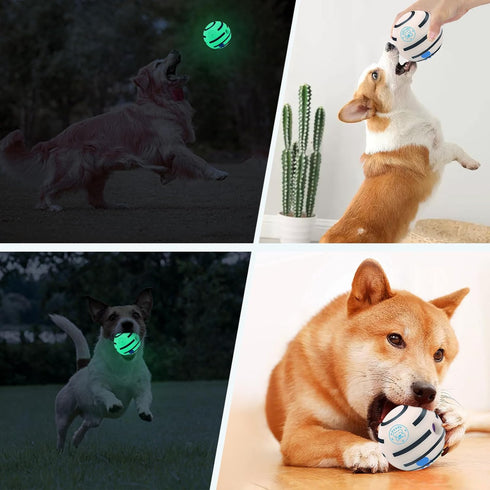Giggle Ball for Dogs, Interactive Glow Ball Dog Toys, Glow in The Dark Dog Ball Wobble Ball for Small Dogs, Durable Wiggle Ball Dog Toy for Reliev...