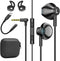 Black Wired Earbuds with Mic in-Ear Earphones Build-in Microphone HiFi Stereo Headphones Compatible for iPhone iPad Android Mp3 and Most of 3.5mm ...