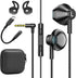 Black Wired Earbuds with Mic in-Ear Earphones Build-in Microphone HiFi Stereo Headphones Compatible for iPhone iPad Android Mp3 and Most of 3.5mm ...