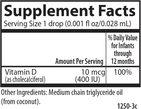 Carlson - Baby's Super Daily D3, Baby Vitamin D Drops, 400 IU (10 mcg) per Drop, 1-Year Supply, Vegetarian, Liquid Vitamin D for Infants and Toddl...