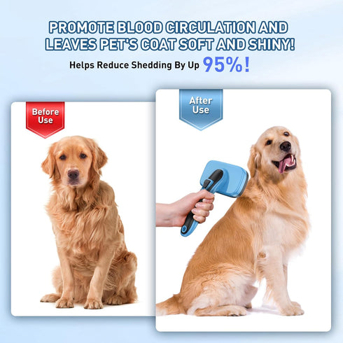 Dog Brush Kit for Shedding Short & Long Haired Cats, Self Cleaning Slicker Brush for Small Medium & Large Animals, Puppy. 4 in 1 Pet Grooming Set ...