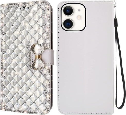 Omio Luxury Glitter Bling Diamond Card Holder Case for iPhone 11 with Stand, Shiny Sparkle Rhinestone Crystal Bowknot Shockproof Non-Slip Fashion ...