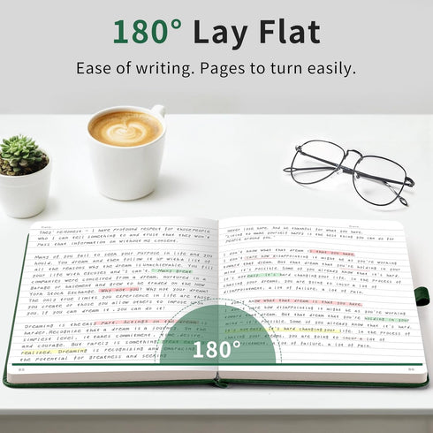 AHGXG Lined Journal Notebook - Wide Ruled Notebook Journal for Women Men, 192 Numbered Pages, 100 GSM Thick Paper, A5 Hardcover Leather Notebook f...