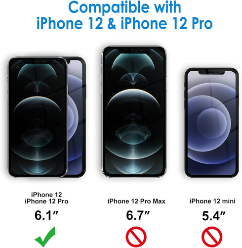 JETech Case for iPhone 12/12 Pro 6.1-Inch, Non-Yellowing Shockproof Phone Bumper Cover, Anti-Scratch Clear Back (Black)...