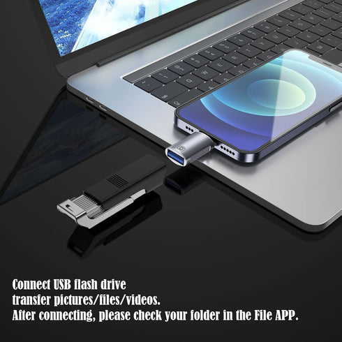 Lightning to USB Adapter, USB to iO-S OTG3.0 Adapter (1 Piece), Compatible with The Connection Between IP-Hone and Products Such as Cameras, USB D...