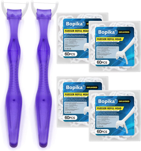 Dental Floss, Extra Strength Floss with 2 Dental Floss Handles and 240 flosser Refill Heads...
