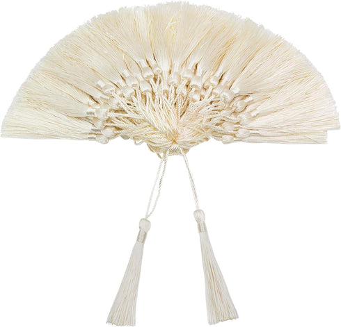 VAPKER 100 Cream Tassels 13cm/5-Inch Silky Soft Tassels with 2-Inch Cord Loop for Jewelry Making, DIY Projects, Bookmarks...
