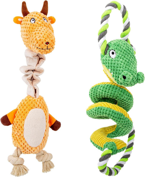 Squeaky Dog Toys, Tug of War Dog Toy for Large Dogs, Plush Puppy Toys with Pull Rope, Interactive Dog Toys for Small, Middle, and Big Dogs, Antelo...