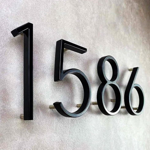 SEISSO 844713 5-Inch House Numbers for Outside, Modern Floating Metal Door Numbers Address Sign Decor for 911 Visibility Signage with Nail Kits, B...