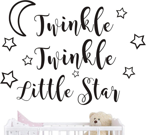 Twinkle Twinkle Little Star Wall Decal Art Vinyl Sticker for Kids Baby Boy Girl's Room Decoration Nursery Bedroom Home Decor YMX29 (Black, 57x42cm...