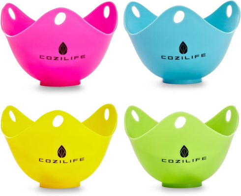 Egg Poacher – COZILIFE Silicone Egg Poaching Cups with Ring Standers, For Microwave or Stovetop Egg Cooking, Kraft Box Packing, BPA Free, Pack of ...