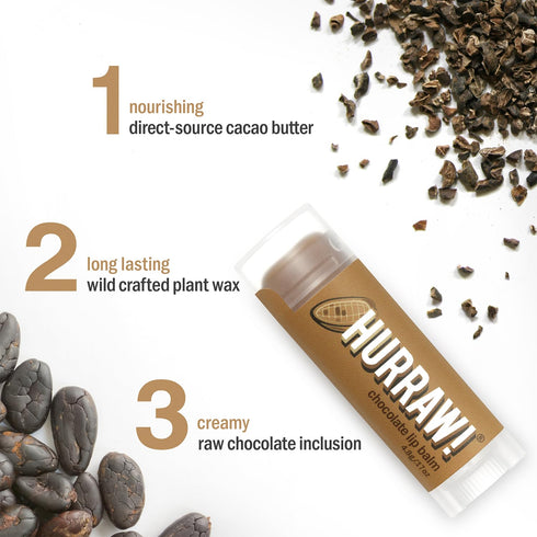 Hurraw! Chocolate Lip Balm, 2 Pack: Organic, Certified Vegan, Cruelty and Gluten Free. Non-GMO, 100% Natural Ingredients. Bee, Shea, Soy and Palm ...