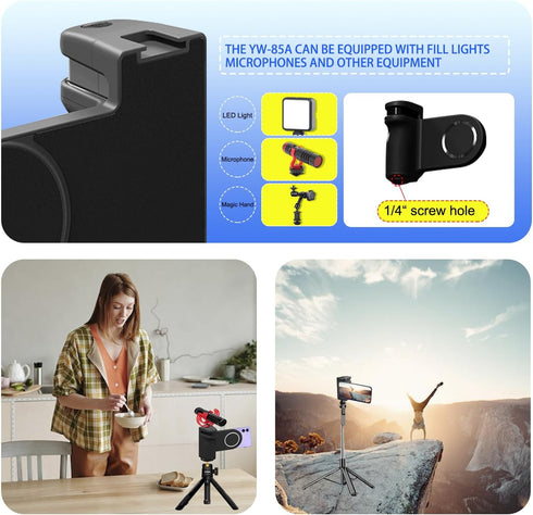 Magnetic Smartphone CapGrip Camera Cell Phone Selfie Shutter Grip Tripod Mount w 1/4" Cold Shoe with Detachable Bluetooth Wireless Remote Control ...
