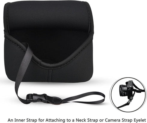 JJC Soft Neoprene Digital Camera Case Pouch Compact Bag Protector with Anti-Lost Inner Strap for Sony ZV-E10 A6500 A6400 A6300 A6100 A6000 A5500 A...