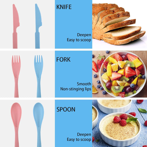 2 Sets Travel Utensils with Case,Reusable Utensils for Lunch Box,Plastic Knives Spoons and Forks Set,Portable Camping Utensil Set Cutlery Set for ...