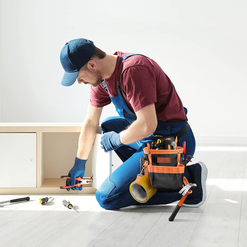 YOOFAN Tool Pouch - Tool Belt for Electrician Carpenter Construction Technician Gardening, Work Accessories for Men and Women, Orange...