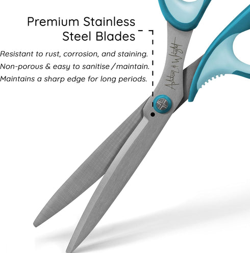 Ashton and Wright - Precision SG - Soft Grip Scissors for Office, Home, Kitchen, and Craft - 210mm / 8” - Steel Blades (Teal, Right Handed)...