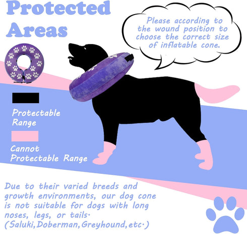 BARKLESS Inflatable Dog Cone, Soft Cone for Large Medium Dogs after Surgery, Cute Dog Donut Collar Stops Licking and Touching Stitches and Wounds,...