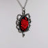 Gothic Red Rose Cameo In Thorns Pendant Necklace...