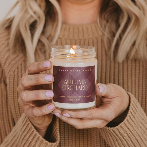 Sweet Water Decor Autumn Candle - Fall Scented Candles with Orange, Lemon, Cinnamon & Amber - 40 Hours Burn Time Soy Candles for Home Scented - Ha...