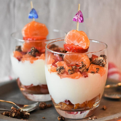 BambooMN 5.9" Decorative Acrylic Clear Gem End Bamboo Cocktail Fruit Sandwich Picks Skewers for Catered Events, Holiday's, Restaurants or Buffets ...