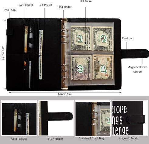 100 Envelopes Challenge Binder Kit A5 Size Money Saving Budget Binder with Numbers 100 Day Cash Envelopes Savings Challenges Book Planning to Save...