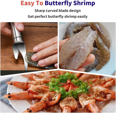 2PC Shrimp Deveiner Tool Stainless Steel Shrimp Deveining Tool Efficient Shrimp Peeler and Deveiner Tool Portable Shrimp Cleaner Shrimp Knife for ...