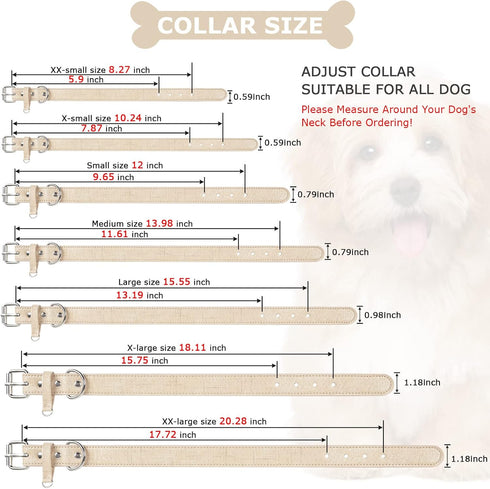 Dog Collar for Small Medium Large Dogs Pet Collars Girl Boy, PU Stamping Leather Plaid Dogs Collar Adjustable Chihuahua Teacup Yorkie Puppy Collar...