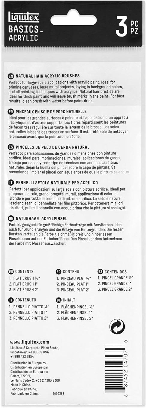 Liquitex BASICS Large Scale Brush Set, Natural Hair, Set of 3...