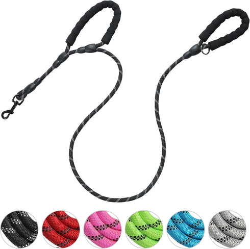 Dog Leash Traffic Double Padded Handles, Comfortable Reflective 2 Handle Strong Leashes Extra Training Control and Walking Lead for Heavy Duty Med...