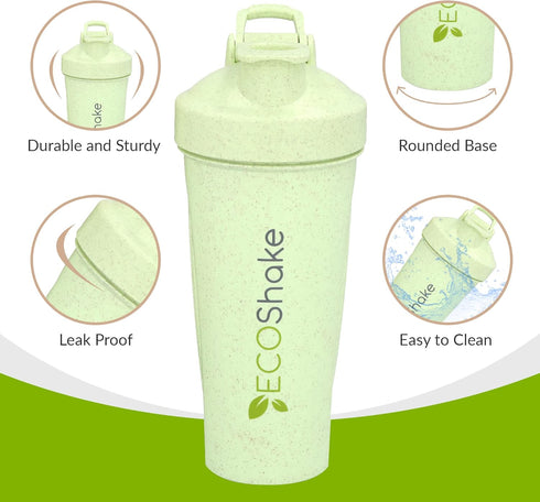 Eco Shake, your eco-friendly bottle: shaker bottle for the health-conscious & environmentally friendly. 100% biodegradable Wheat Straw, 20-ounce...
