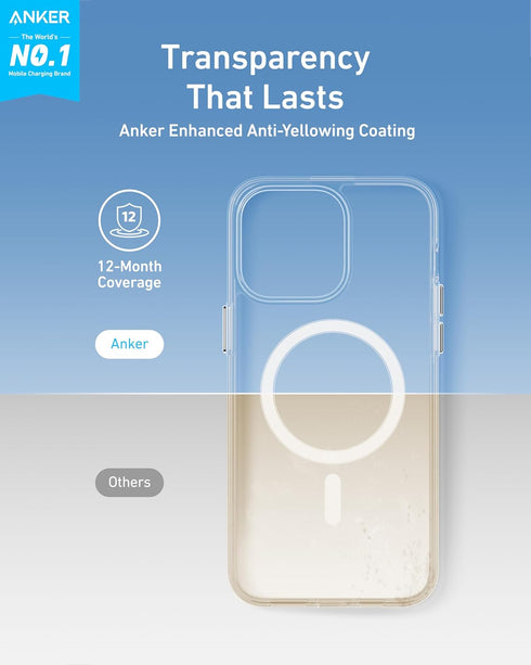 Anker for iPhone iPhone 13 Pro Case, Compatible with MagSafe, Military-Grade Protection, Yellowing Resistant, Scratch-Resistant Back, Magnetic Pho...