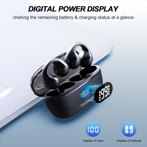 Clip on Earbuds,Wireless Ear Clip Bone Conduction Bluetooth Headphones,Mini Ear Clip Fitness Earbuds Cycling Running Workout for Running. (Black)...