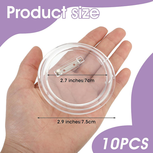 10 Pcs Blank Button Pins 2.9 inch DIY Button Pins Make Your Own Buttons Custom Button Pins with Pins Clear Picture Buttons Badges Kit for Crafts C...