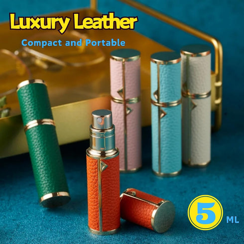 Travel Perfume Atomizer Bottle, Refillable Perfume Mini Spray Bottles, Genuine Leather Cologne Dispenser, Portable Empty Perfume Spray Bottle (Pin...