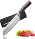 Kitory Santoku Knife 7'' Chef's Knife High Carbon Stainless Steel Asian Kitchen Knife with Sheath Ultra Sharp Cooking Knife, Ergonomic Pakkawood H...