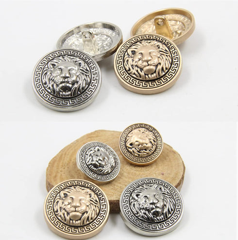 10 Pieces Vintage Antique Metal Blazer Button Set - 3D Lion Head - for Blazer, Suits, Sport Coat, (20mm, Gold)...