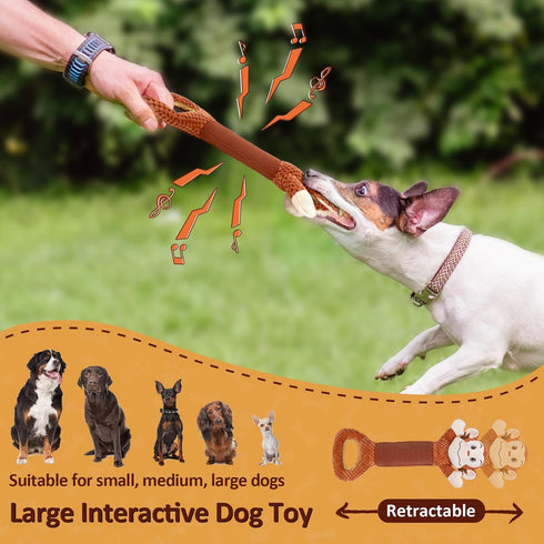 Large Squeaky Dog Toys, Interactive Plush Toys for Tug of War, Crinkle Dog Toy Suitable for Small, Medium and Big Dog Breeds (Monkey)...
