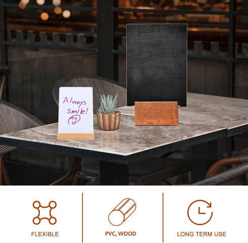 Glass Whiteboard Dry Erase Writing Board Message Board Base Bulletin Board Desktop Notice Board Sign with Base (A6 Size) Glass Whiteboard Wood Mem...