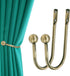 Curtain Holdback, 2 Pcs Wall Mounted Drapery Tiebacks with Screws, Heavy Duty Metal Decorative Window Drapery Holder Curtain Hook, Brass...