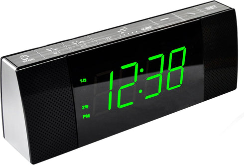 iTOMA Bedside Alarm Clock Radio with Bluetooth Speaker, Dimmable Jade Green LED Display, FM Radio with Sleep Timer, Dual Alarm with ON/OFF Push-bu...