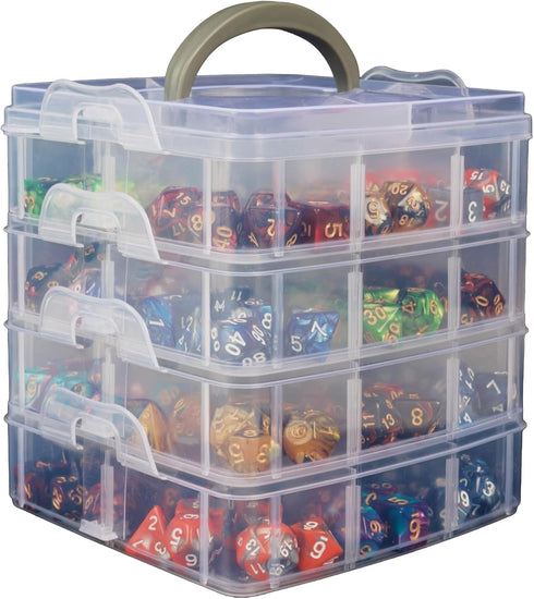 DND Dice Storage Box with Removable Dividers Polyhedral Dice Plastic Organizer Holding Up To 1200 Dices Craft Bead Compartment Container for Sewin...